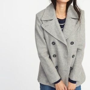 Old navy pea coat, size L, heather grey